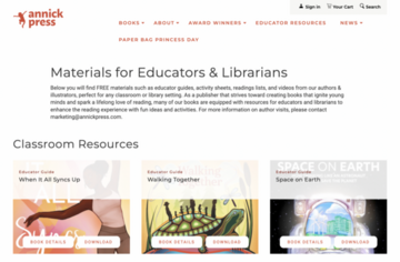 Screenshot of classroom resources on Annick's site