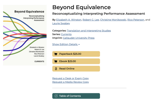 Screenshot of Beyond Equivalence book title page