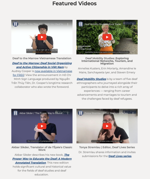 Screenshot of featured videos on homepage