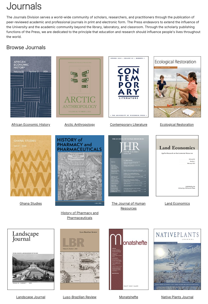 UW Press journals section