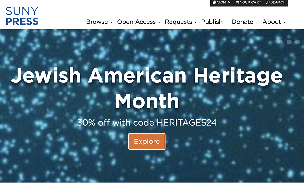 Screenshot of SUNY Press promo banner