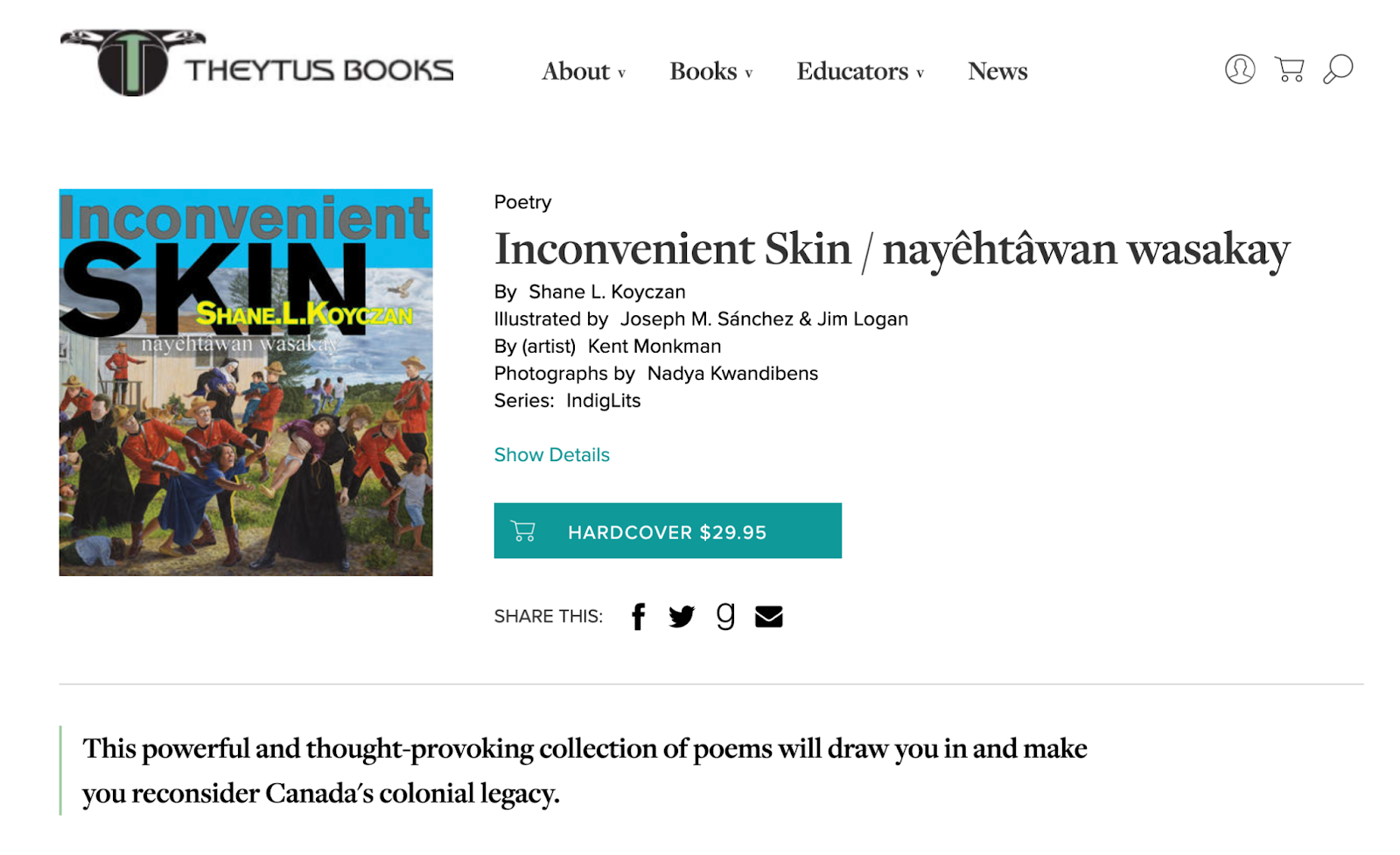 Screenshot of the Inconvenient Skin book title page